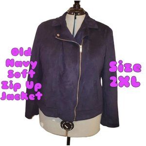 Clothing - Old Navy Blue Suede Zip-Up Jacket Size 2XL